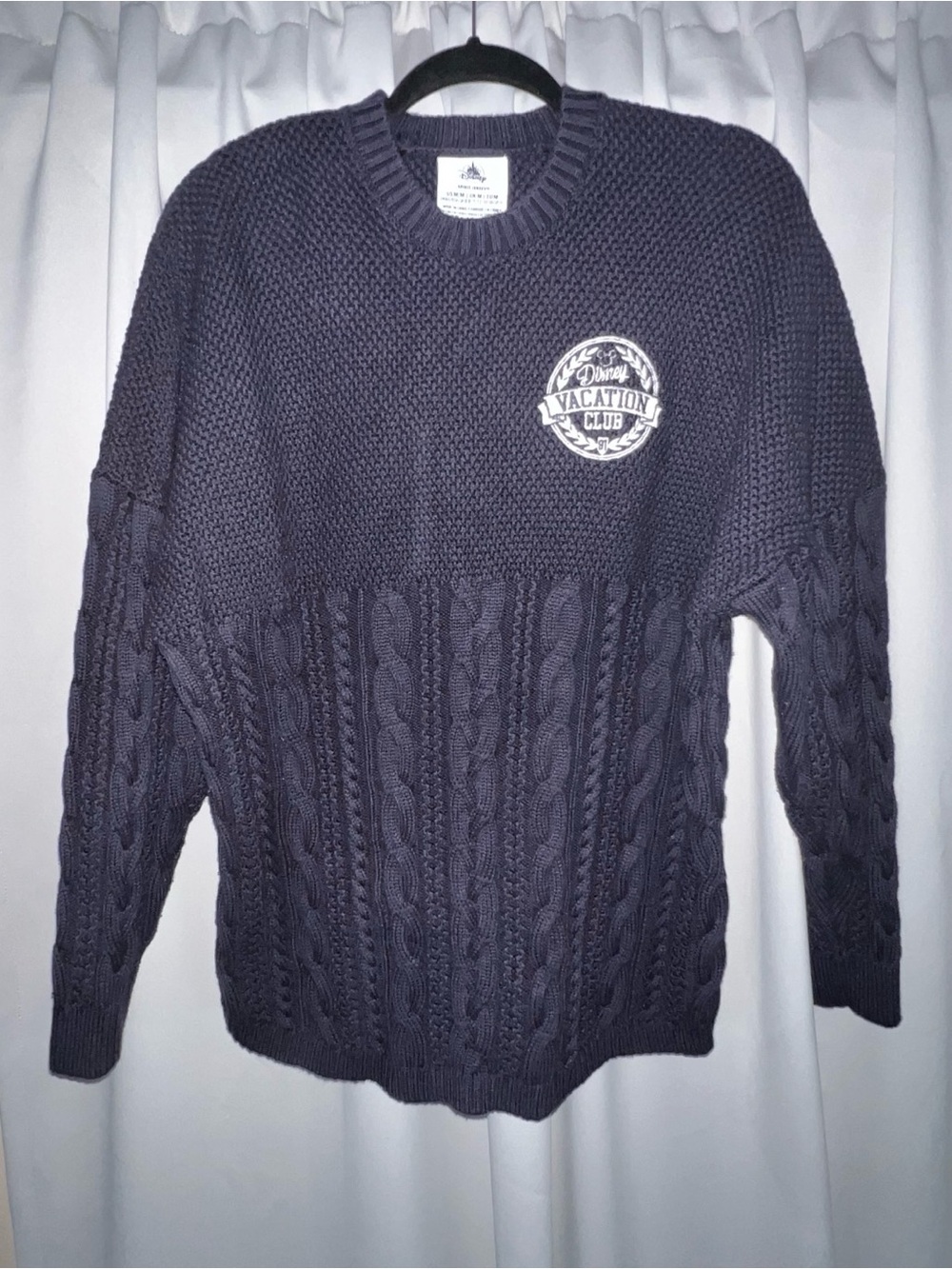 Disney Navy Cable Knit Crewneck Sweater Size M